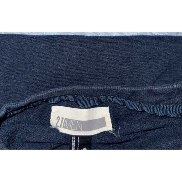 21 Men Navy Sweatshirt With Aztec Print Pocket Long Sleeve Crewneck - Picture 2 of 7